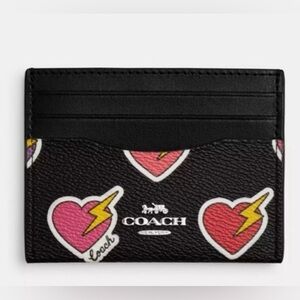 NEW Coach Heart Bolt Print Slim ID Card Case
